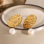 Gold color / 1 Pair Retro Classic Style Round Shape Stainless Steel  Gold Color Inlay Artificial Pearls Women's Drop Earrings Picture2